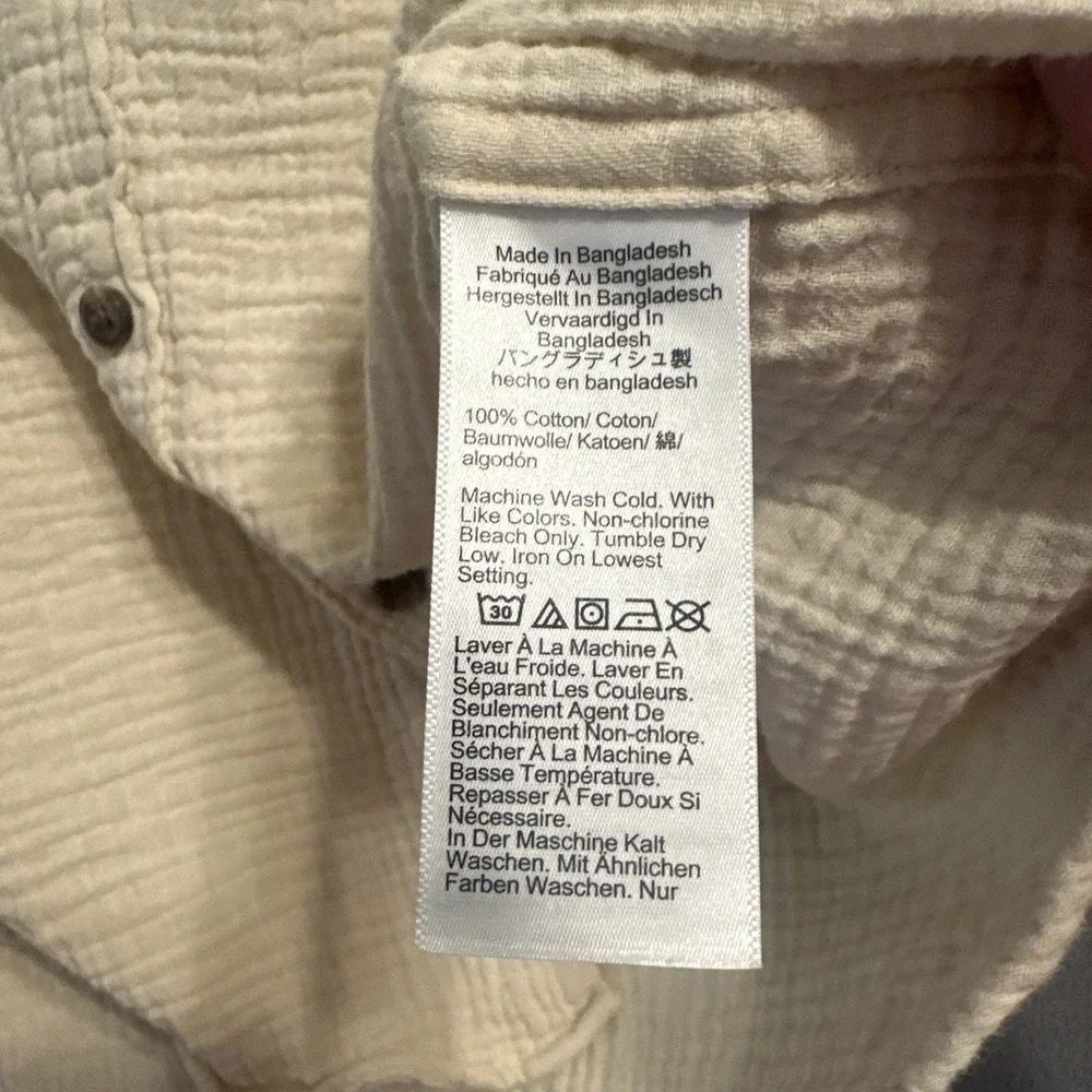 J. Crew Double Gauze Button Down Shirt Mens Size M Cream BR546 S/S Cabana Beach
